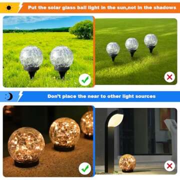 Solar Globe Lights Outdoor Waterproof-Solar Balls-Solar Garden Lights-Solar Orbs for Outside 2 Pack Cracked Glass Ball for Lawn Patio Yard Backyard Decorations