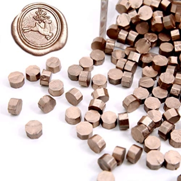 UNIQOOO 180 Pcs Metallic Champagne Gold Wax Beads for Sealing Invitations, Cards and Gifts
