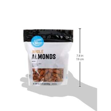 Happy Belly Whole Raw Almonds - Buttery Crunchy Snack