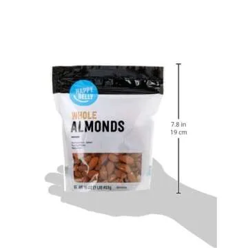 Happy Belly Whole Raw Almonds - Buttery Crunchy Snack