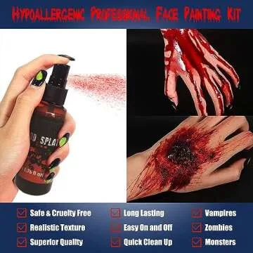 Halloween Party Cosplay Vampire Blood and Fangs Makeup Kit,Suitable For Special Effect Zombie Bride, Vampire And Monster SFX Horror Clown Makeup (A)
