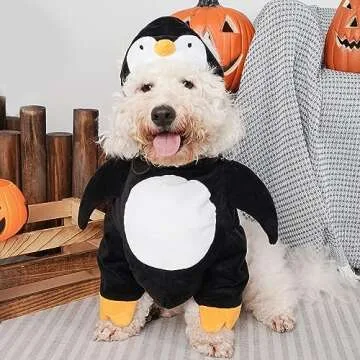 cyeollo Dog Halloween Costumes Funny Penguin Cosplay Halloween Party Outfits Clothes Pet Costume for Medium Dogs