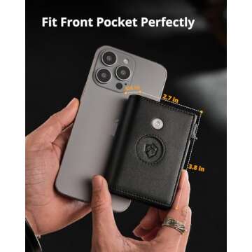 YESIIW Airtag Wallet for Men, RFID Blocking Wallet, Trifold Leather Wallets Magnetic Closure, Men's Minimalist Aluminum Credit Card Holder Pop up Wallet Gift-Black No Airtag