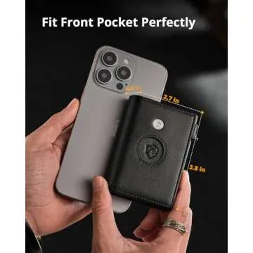 YESIIW Airtag Wallet for Men, RFID Blocking Wallet, Trifold Leather Wallets Magnetic Closure, Men's Minimalist Aluminum Credit Card Holder Pop up Wallet Gift-Black No Airtag