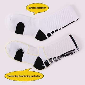 DBXIIART 5 Pairs Elite Basketball Socks Cushioned Athletic Crew Socks for Men Youth Adult Soccer Outdoor Football Running(5 Pairs A-Multicolor)
