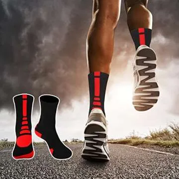 DBXIIART 5 Pairs Elite Basketball Socks Cushioned Athletic Crew Socks for Men Youth Adult Soccer Outdoor Football Running(5 Pairs A-Multicolor)