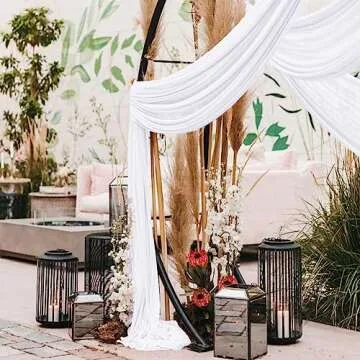 LINXTAR White Wedding Arch Drapery - Elegant 2 Panels 6 Yards Long