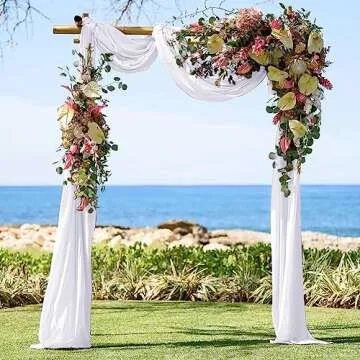 LINXTAR White Wedding Arch Drapery - Elegant 2 Panels 6 Yards Long