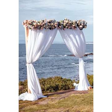 LINXTAR 2 Panels White Wedding Arch Drapery Valentine's Day 6 Yards Long and 30'' Wide Sheer Chiffon Arch Draping Fabric for Spring Party Backdrop Outdoor Arches Church Ceremony Decoration