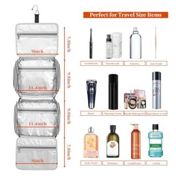 Bosidu Hanging Travel Toiletry Bag,Large Capacity Travel Toiletry Organizer for Traveling Women with 4 Compartments & 1 Sturdy Hook,Perfect for Travel| Daily Use| Valentines' Day
