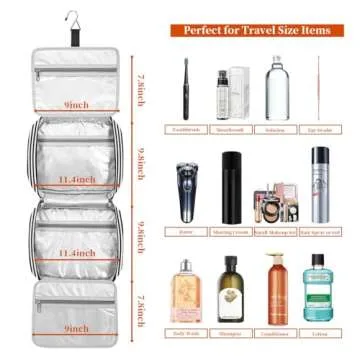 Bosidu Hanging Travel Toiletry Bag,Large Capacity Travel Toiletry Organizer for Traveling Women with 4 Compartments & 1 Sturdy Hook,Perfect for Travel| Daily Use| Valentines' Day