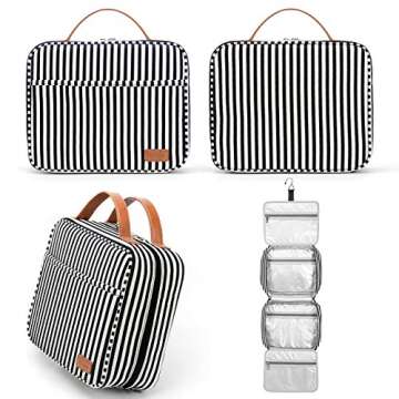 Bosidu Hanging Travel Toiletry Bag,Large Capacity Travel Toiletry Organizer for Traveling Women with 4 Compartments & 1 Sturdy Hook,Perfect for Travel| Daily Use| Valentines' Day