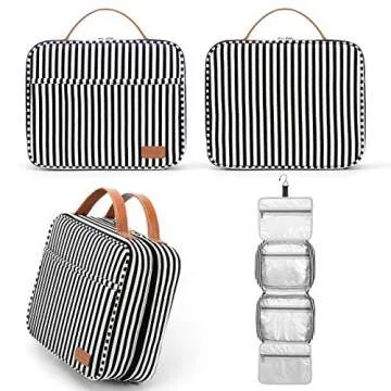 Bosidu Hanging Travel Toiletry Bag,Large Capacity Travel Toiletry Organizer for Traveling Women with 4 Compartments & 1 Sturdy Hook,Perfect for Travel| Daily Use| Valentines' Day