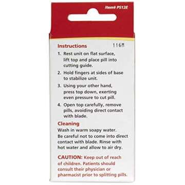 Acu-Life Pill Cutter and Splitter with Dispenser, Cuts Pills, Vitamins, Tablets, Stainless Steel Blade, Travel Sized, Includes Storage Container, Color May Vary, BPA Free