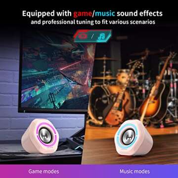 Edifier G1000 Computer Speakers: Real 10w Computer Speakers for Desktop - Loud Gaming Speakers for PC with Controllable RGB - Bluetooth 5.3 PC Speakers USB/3.5mm AUX Inputs for Room and Garage (Pink)