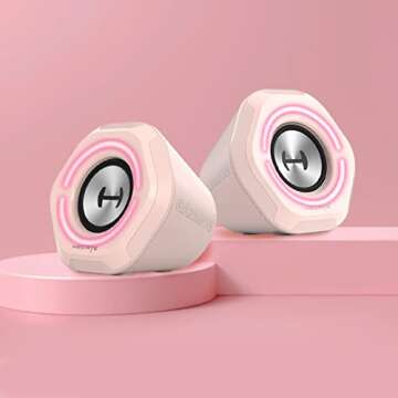 Edifier G1000 Computer Speakers: Real 10w Computer Speakers for Desktop - Loud Gaming Speakers for PC with Controllable RGB - Bluetooth 5.3 PC Speakers USB/3.5mm AUX Inputs for Room and Garage (Pink)