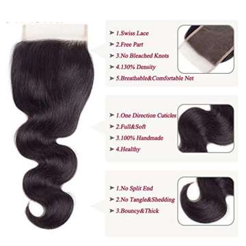 Amella Hair Virgin Body Wave 3 Bundles & Closure Set