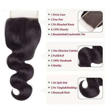 Amella Hair Virgin Body Wave 3 Bundles & Closure Set
