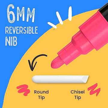 Chalkola Liquid Chalk Markers for Blackboard & Glass (Pack of 16, 6mm Reversible Tip) Washable Chalk Pens for Window, Bistro, Mirror, Car, Wall Calendar, Menu Board | Chalkboard Markers Erasable