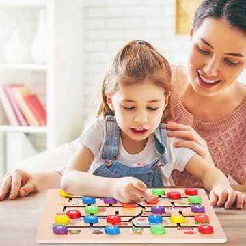 Wooden Alphabet Maze Board, ABC 26 Letters Match Puzzle Learning Toys Early Educational Motor Skill ...