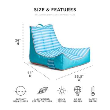 Captain's Float 2.0 W/Cupholder Light Blue Zag Stripe Double Sided Mesh Cover