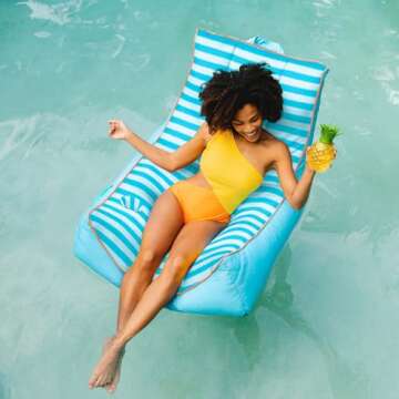 Captain's Float 2.0 W/Cupholder Light Blue Zag Stripe Double Sided Mesh Cover