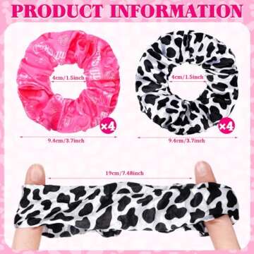 Lyrow 24 Pcs Cowgirl Western Cow Print Scrunchies Let's Go Girls Hair Scrunchies Disco Cow Print Hai...