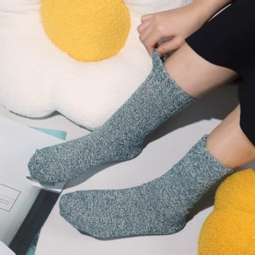 Vintage Wool Knit Crew Socks for Women - 5 Pairs