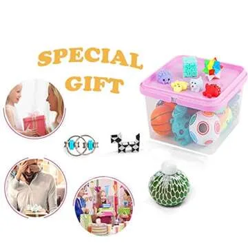 Sensory Fidget Toys Set, 27pcs Stress Relief and Anti-Anxiety Tools Bundle for Kids and Adults, Marble and Mesh, Pack of Squeeze Balls, Soybean Squeeze, Flippy Chain