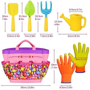 Gardening Tools Toy Set for Girls Boys with Beatiful Storage Bag, Watering Can, Gardening Gloves, Sh...