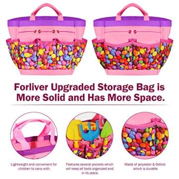 Gardening Tools Toy Set for Girls Boys with Beatiful Storage Bag, Watering Can, Gardening Gloves, Shovels, rake, Apron, Sun Hat kit for Children Kids Outdoor Play and Dress up Clothes Role Play