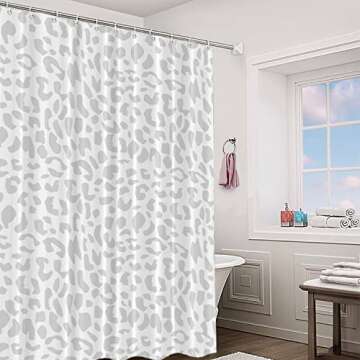 BaoNews Grey Leopard Print Decor Shower Curtain Set,Animal Nature Cat Wildlife Fur Polyester Shower ...