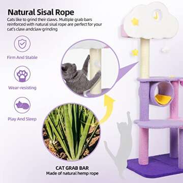 Cat Tree, Cute Multi-Level Purple Cat Tower, Moon Cat Trees for Indoor Cats. Cozy Cats Furniture Con...