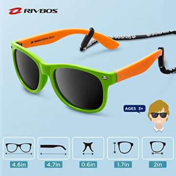 RIVBOS Kids UV Protection Sunglasses with Strap