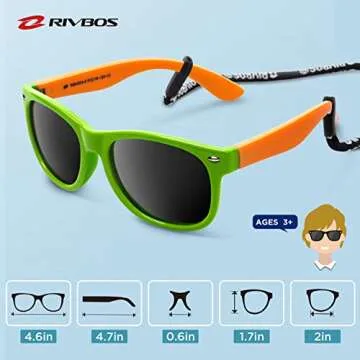 RIVBOS Kids UV Protection Sunglasses with Strap