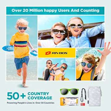 RIVBOS Kids UV Protection Sunglasses with Strap