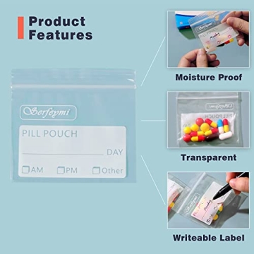 Serfeymi Pill Pouch Bags 120 Count for Travel & Organization
