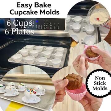Evelots Baking Cupcake Molds - Silicone Teacup Set - 12 Pc Set - Oven-Safe - Nonstick - Muffin Cups ...