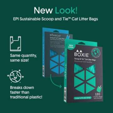 Boxie® Sustainable Scoop & Tie™ Bags for Pet Waste, Boxiecat- 120 Count (Pack of 1)