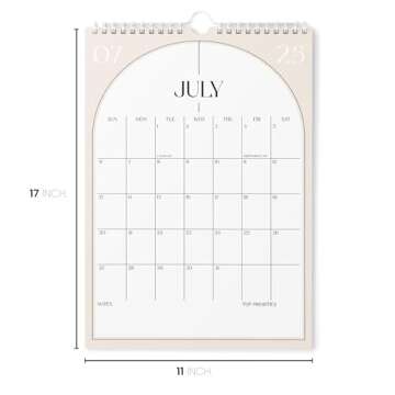 Karto Wall Calendar 2025 - Vertical 11x17 inch Runs Until June 2026 - Boost Your Productivity and Easy Planning with the Aesthetic Monthly Calendar - Boho Beige