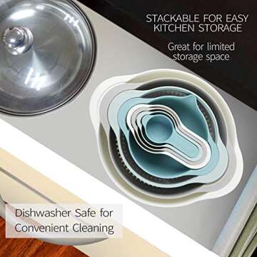 Plastic Mixing Bowls - Multicolored Mixing Bowl Set of 8, Nest for Easy Storage, inculding Measuring...