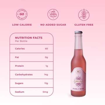 Gruvi Non-Alcoholic Bubbly Rose, 8 Bottles, 60 calories per serving, 0% ABV, Non Alcoholic Sparkling...