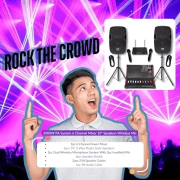 MUSYSIC Portable PA System with Wireless Microphone and Speakers