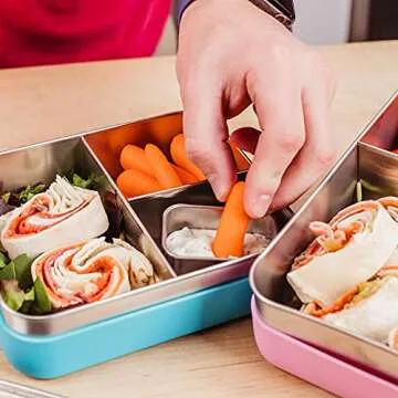 WeeSprout Stainless Steel Bento Box with Bonus Dip Container