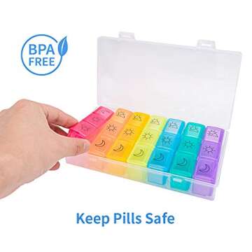 Weekly Pill Organizer for Medication & Supplements