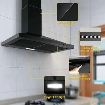 SNDOAS 30 Inch Black Range Hood for Modern Kitchens