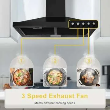 SNDOAS 30 Inch Black Range Hood for Modern Kitchens