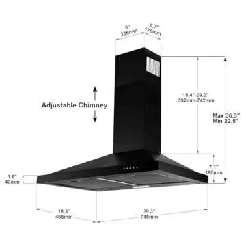 SNDOAS 30 Inch Black Range Hood for Modern Kitchens