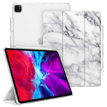 CaseBot SlimShell Case for iPad Pro 12.9" 4th & 3rd Generation 2020/2018 with Pencil Holder - Lightw...