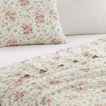 Laura Ashley Queen Cotton Percale Sheets - Stylish & Comfortable